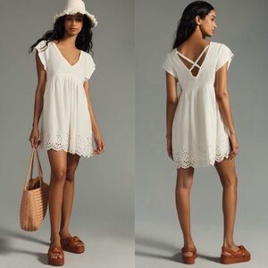 Daily Practice by Anthropologie Valensole Eyelet Cotton Mini Dress White Size XS